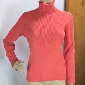 Ralph Lauren Orange Ribbed Turtleneck Sweater Medium
